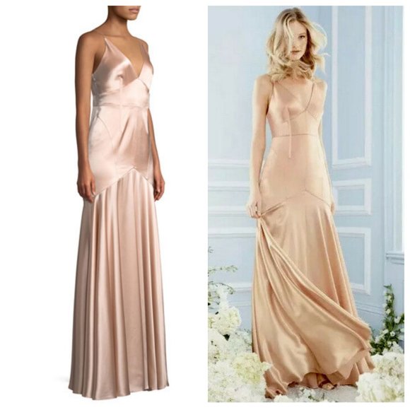 JILL STUART Satin V-Neck Sleeveless Corset Gown - Picture 5 of 14